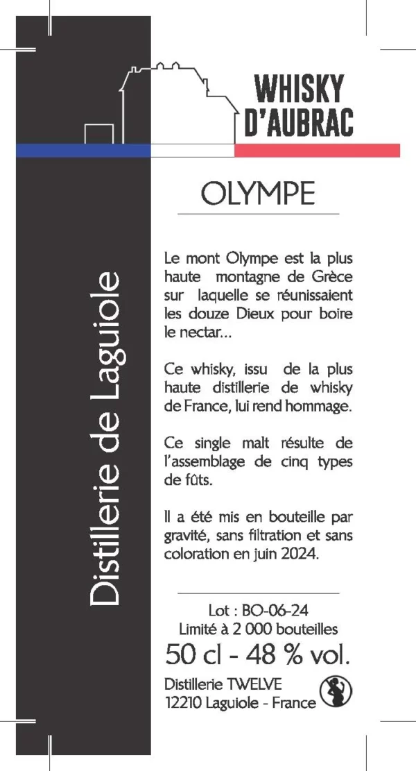 Twelve - Basalte Olympe - contre étiquette