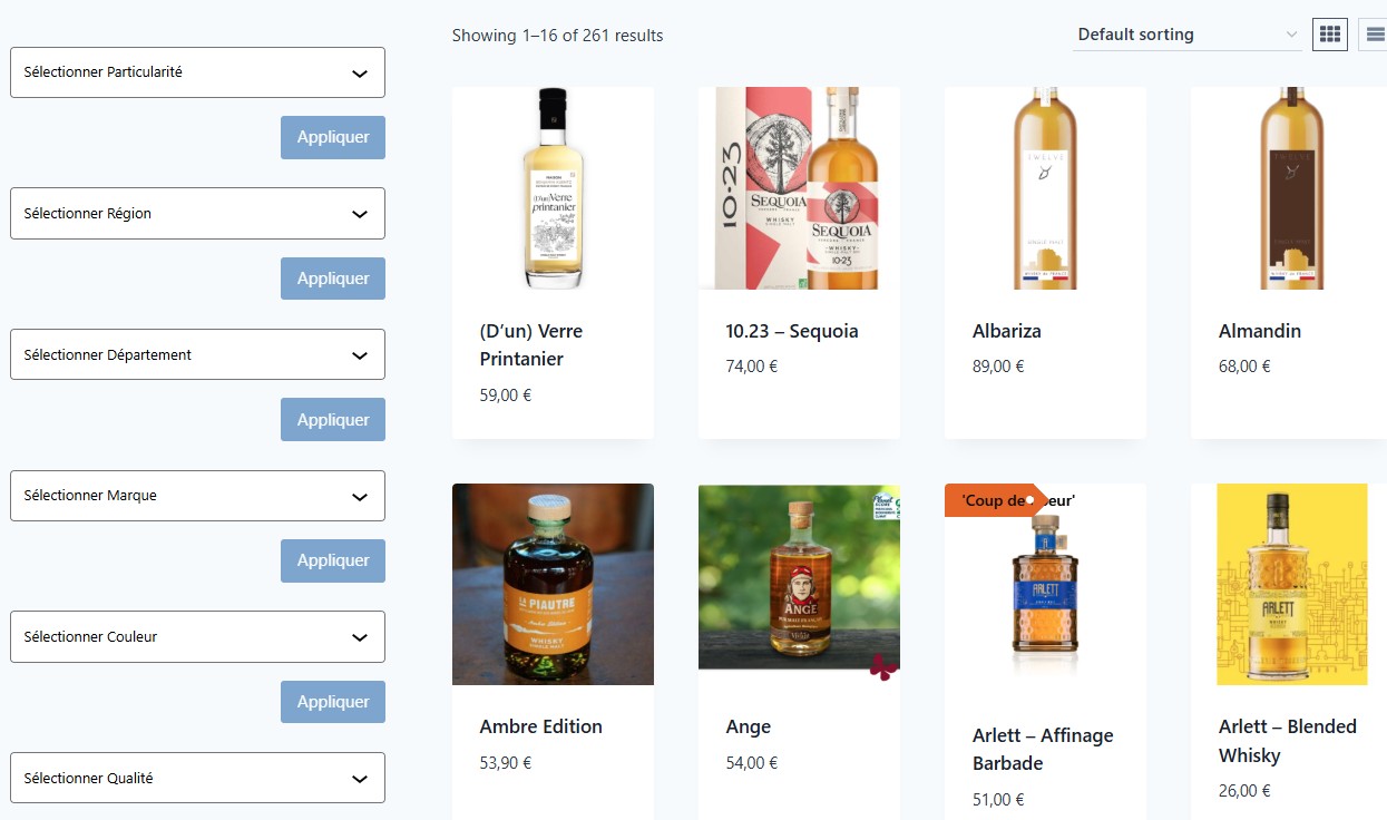 Exemples whiskies moteur de recherche